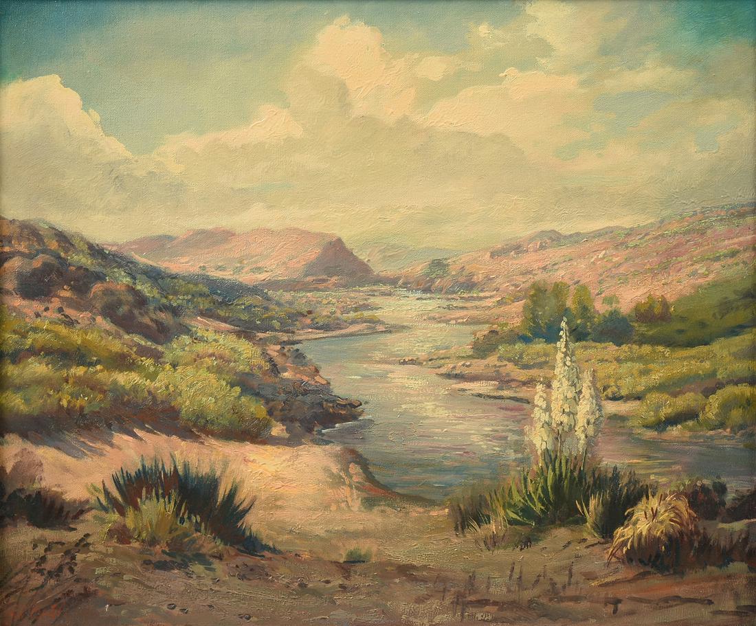 JOHN ORTH (German/American 1889-1976) A PAINTING, "Palo: JOHN ORTH (German/American 1889-1976) A PAINTING, "Palo Duro Canyon," 1923-1938, oil on canvas, signed L/L, verso titled. 20" x 24"