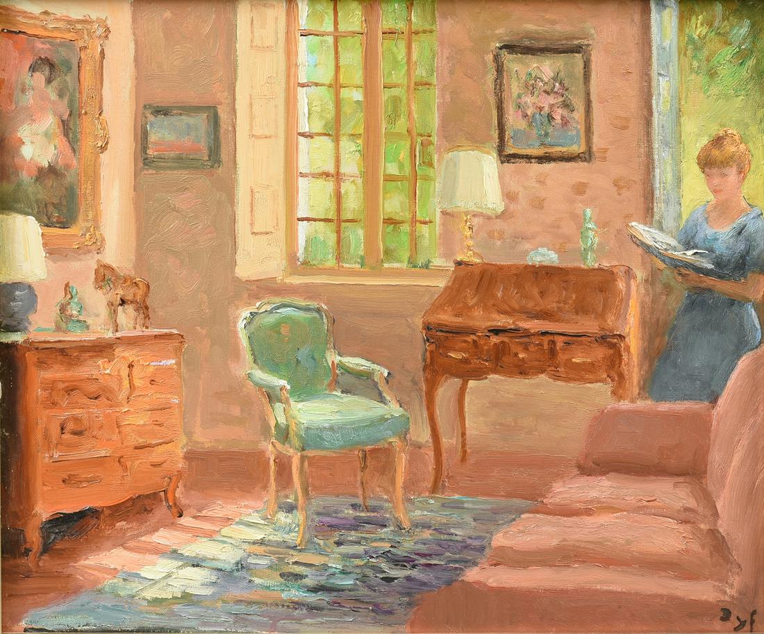 MARCEL DYF (French 1899-1985) A PAINTING, "Le Salon de: MARCEL DYF (French 1899-1985) A PAINTING, "Le Salon de Bois d'Arcy," oil on canvas, signed L/R. 18" x 21 1/2" Provenance: The Killgallon Family by descent; Shannon's Fine Art, American & European Fine