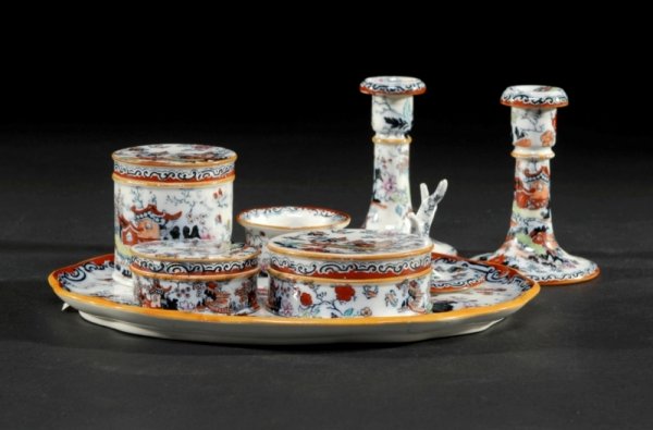 A MASON PATENT IRONSTONE CHINA VANITY SET depicti