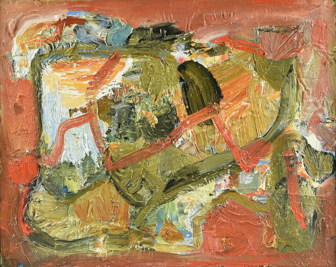 DICK WRAY (American/Texas 1933-2011) A PAINTING,: DICK WRAY (American/Texas 1933-2011) A PAINTING, "Untitled," 1996, oil on canvas, signed and dated verso. 16" x 20" Note: Dick Wray was a prolific abstract expressionist artist and art professor in Ho