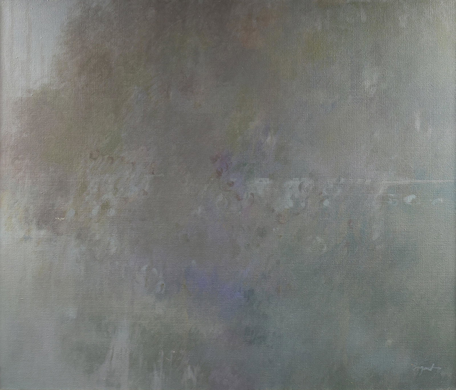RICHARD JEROME BOGART (American b. 1929) A PAINTING,: RICHARD JEROME BOGART (American b. 1929) A PAINTING, "Idle Moment on the Aspetuck," 1976-1977, oil on canvas, signed L/R, "Bogart," verso paper gallery labels. 47" x 55" Provenance: Meredith Long & Co
