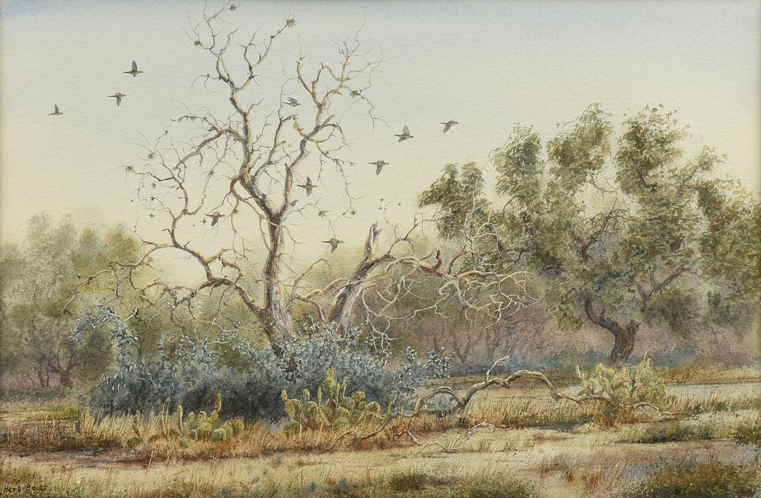 HERB BOOTH (American/Texas 1942-2014) A PAINTING, "Dove: HERB BOOTH (American/Texas 1942-2014) A PAINTING, "Dove in Flight," watercolor on paper, signed L/R. 14" x 21"