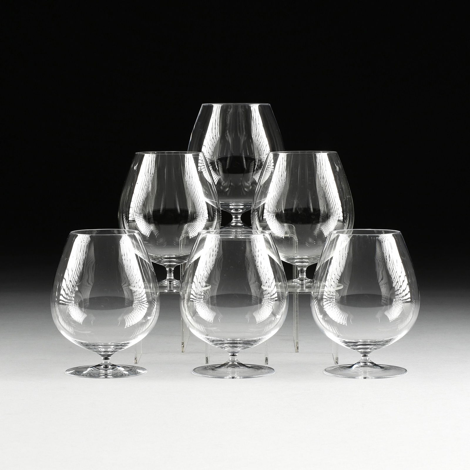 A SET OF SIX LOBMEYR BRANDY SNIFTER STEMWARE, AUSTRIAN, (1 of 4)