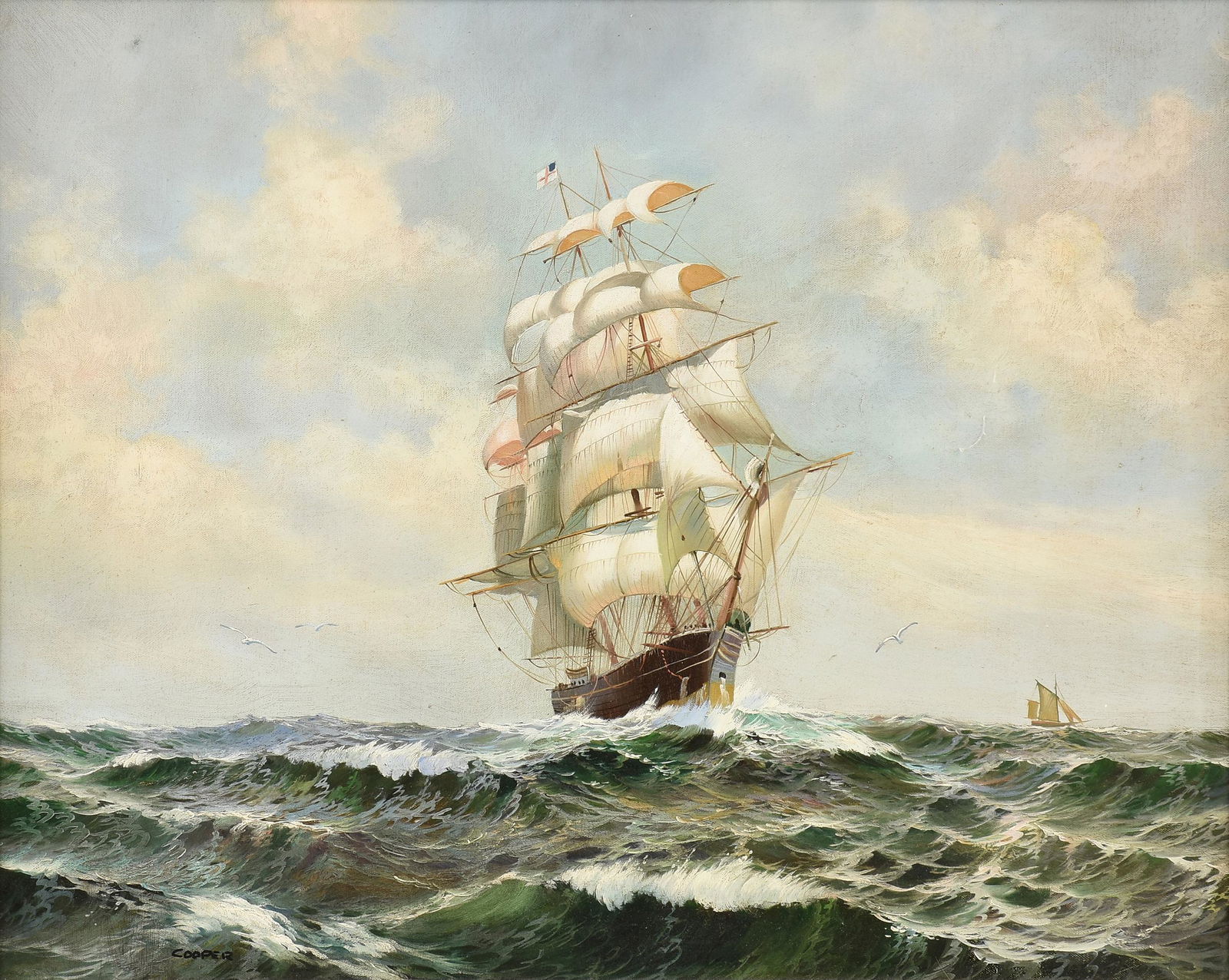 ENGLISH SCHOOL,"Three Masted Barque in a Choppy Emerald (1 of 15)