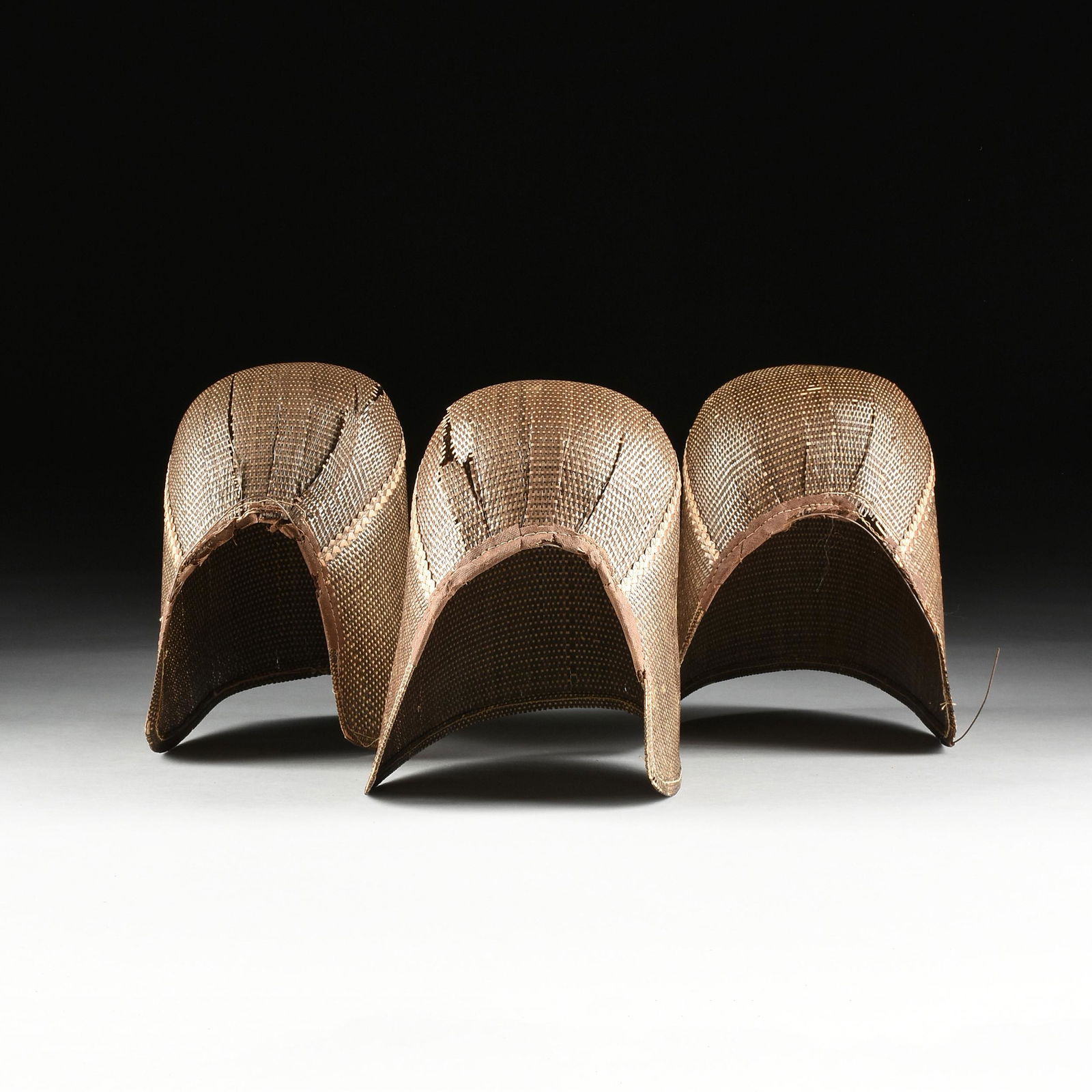 A GROUP OF THREE SHAKER WOVEN STRAW BONNETS, 19TH (1 of 12)