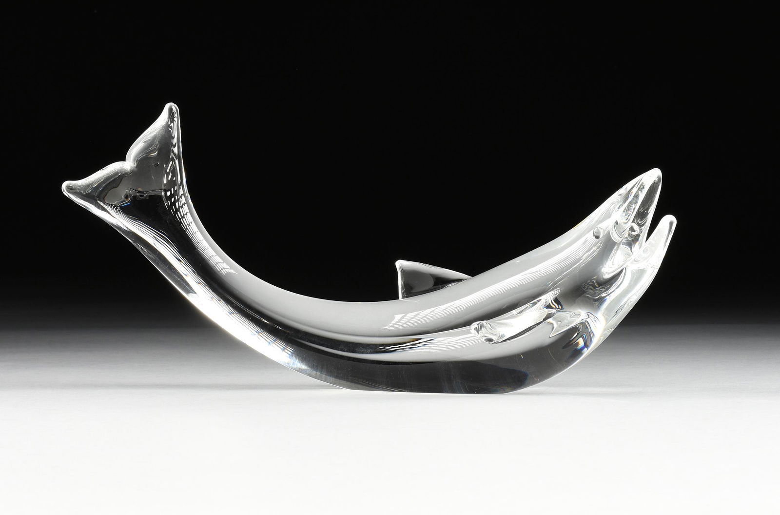 A STEUBEN SALMON FISH CRYSTAL SCULPTURE, DESIGNER JAMES (1 of 4)