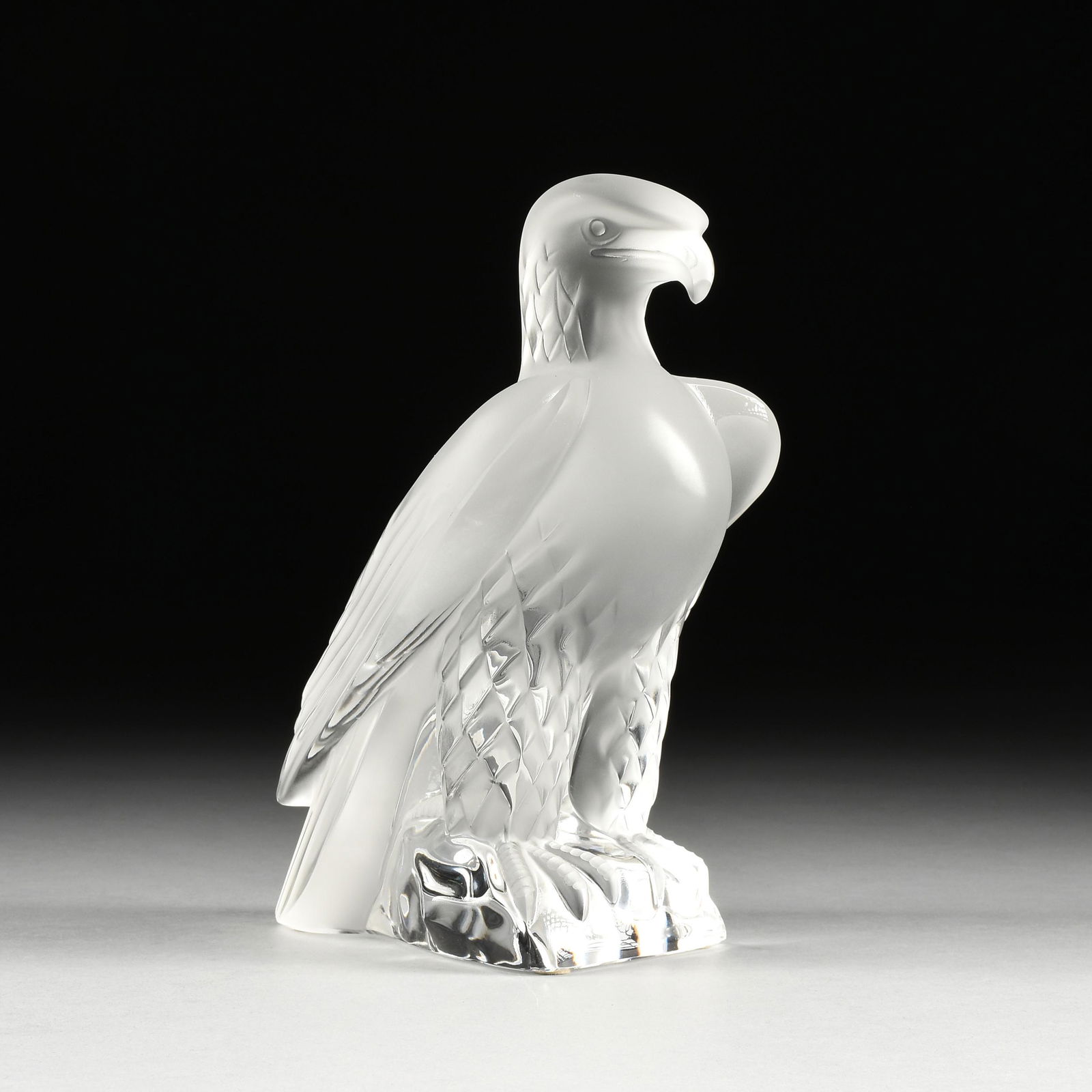 A LALIQUE CRYSTAL "LIBERTY" EAGLE, SIGNED, LATE 20TH (1 of 11)