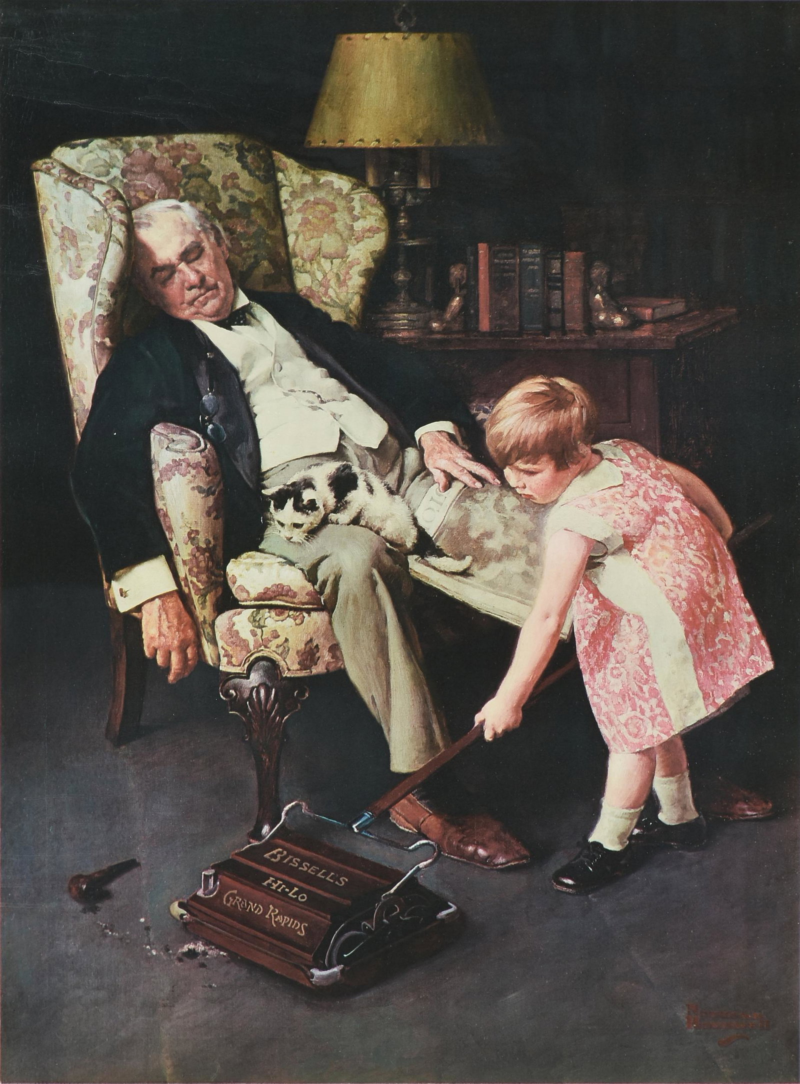 NORMAN ROCKWELL (American 1894-1978) AN ADVERTISEMENT: NORMAN ROCKWELL (American 1894-1978) AN ADVERTISEMENT PRINT FOR BISSELL, "Pals," CIRCA 1976, color lithograph on paper, signed in pencil in margin L/R, and numbered in pencil in margin L/L 24/750 vers
