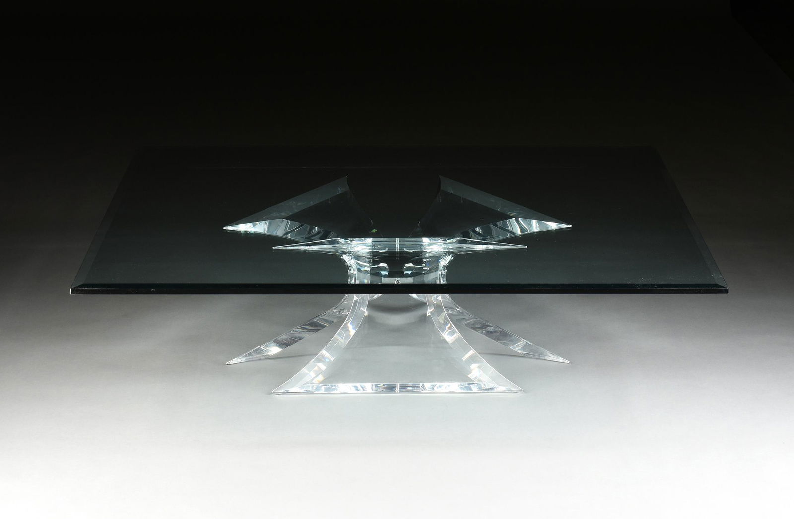 A LARGE LION IN FROST GLASS AND LUCITE "BUTTERFLY" (1 of 5)