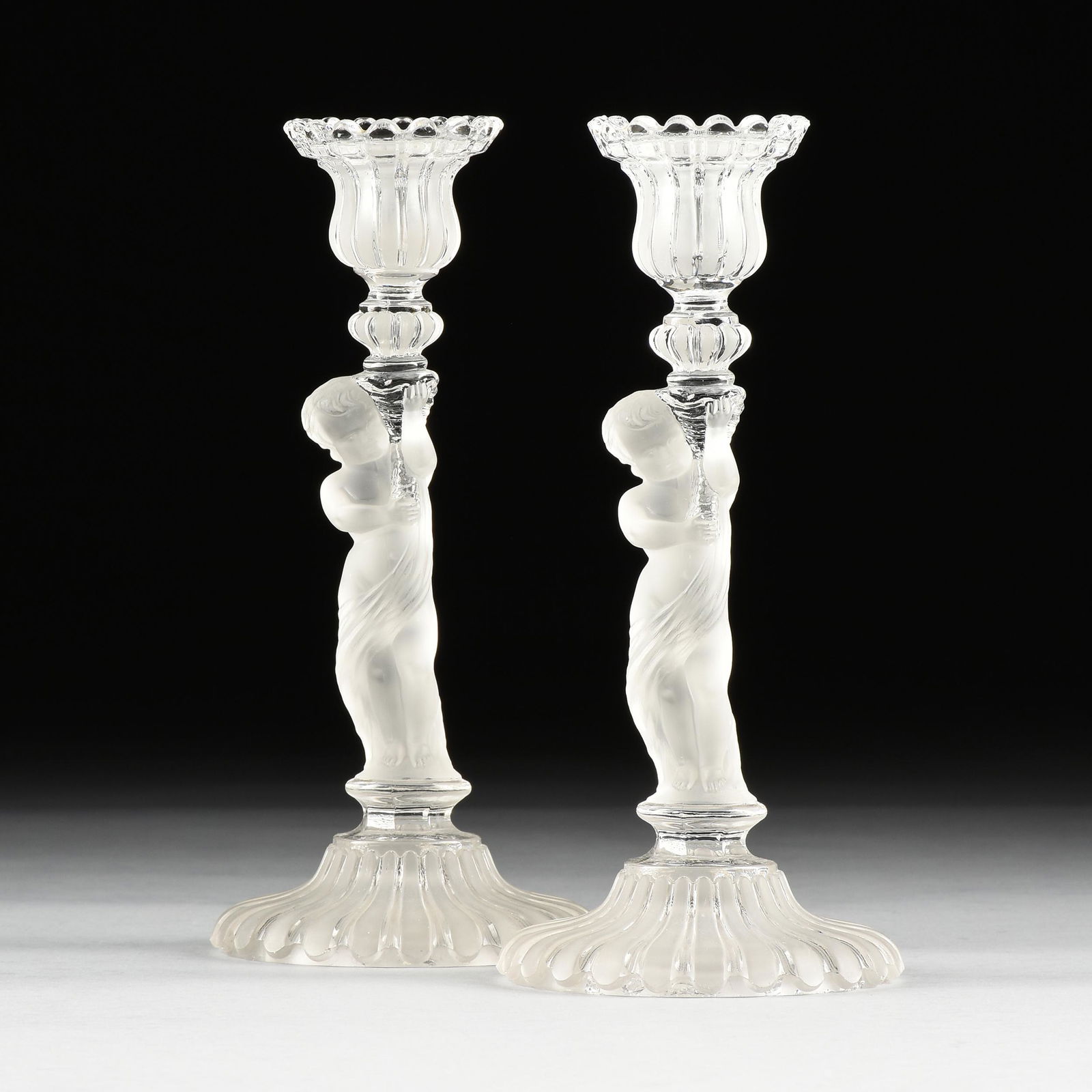 A PAIR OF BACCARAT FROSTED CRYSTAL FIGURAL (1 of 11)