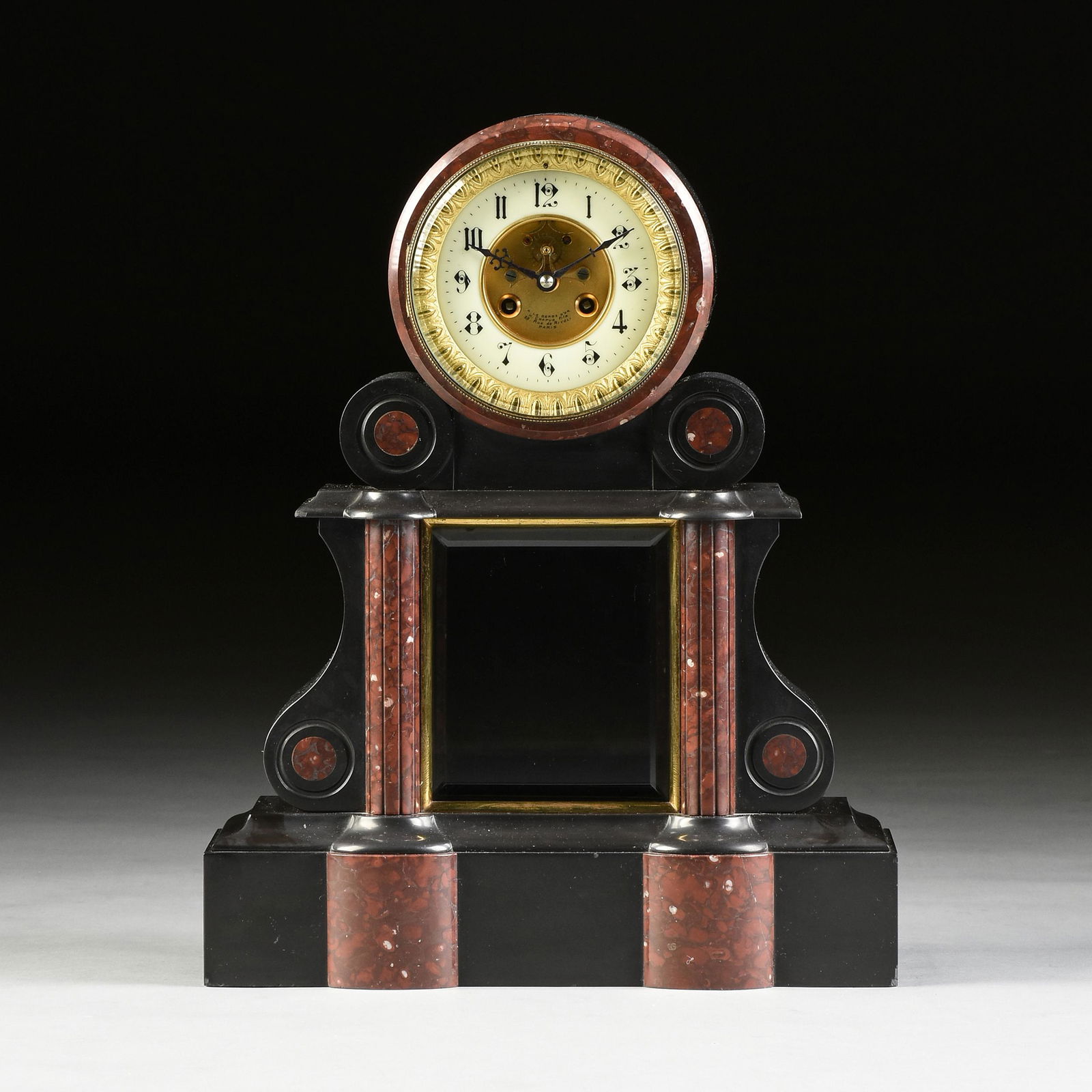 A NAPOLEON III POLISHED ROUGE GRIOTTE AND BLACK MARBLE (1 of 7)