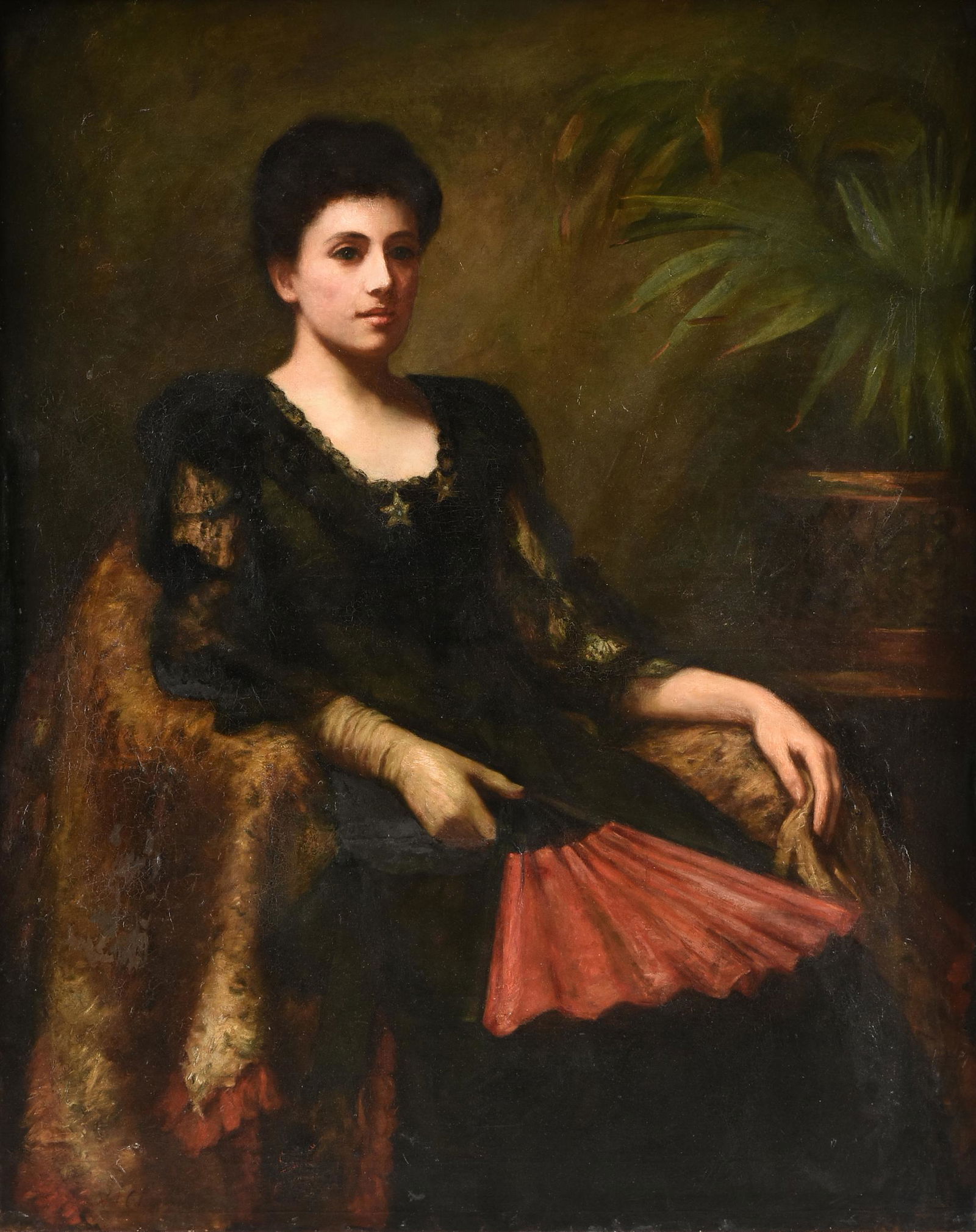 A LATE VICTORIAN PAINTING, "Portrait of Lady with Teal (1 of 13)