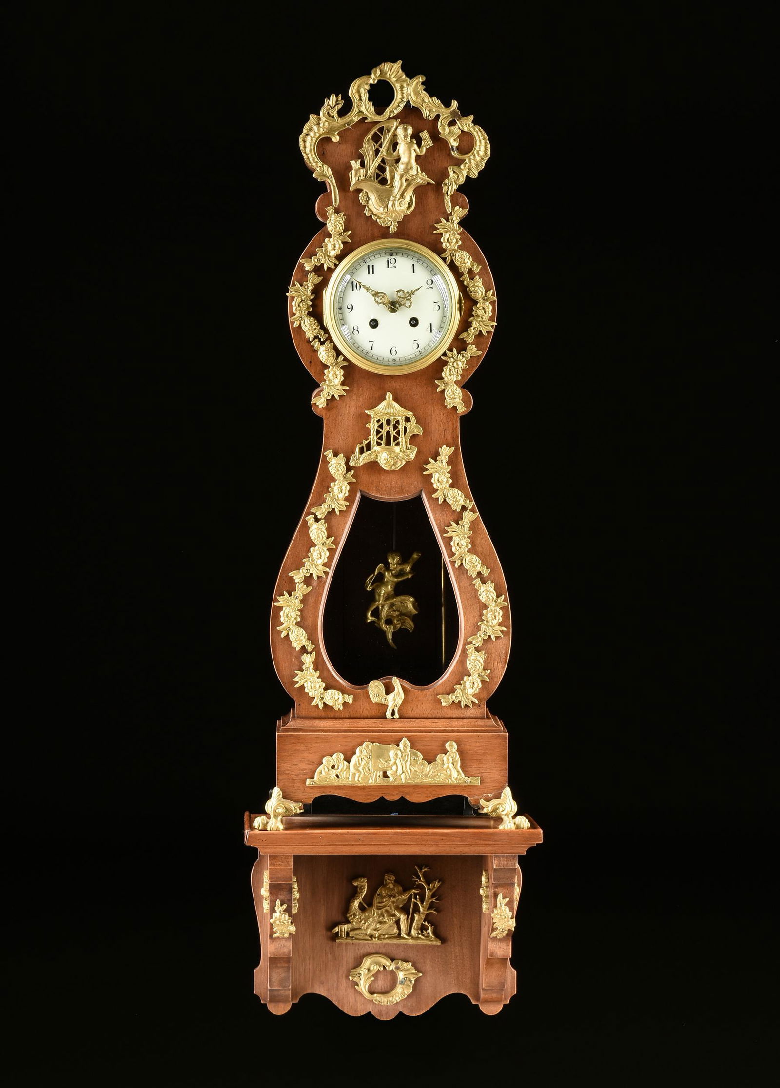 A DIMINUTIVE COMTOISE MORBIER STYLE GILT BRONZE MOUNTED (1 of 7)