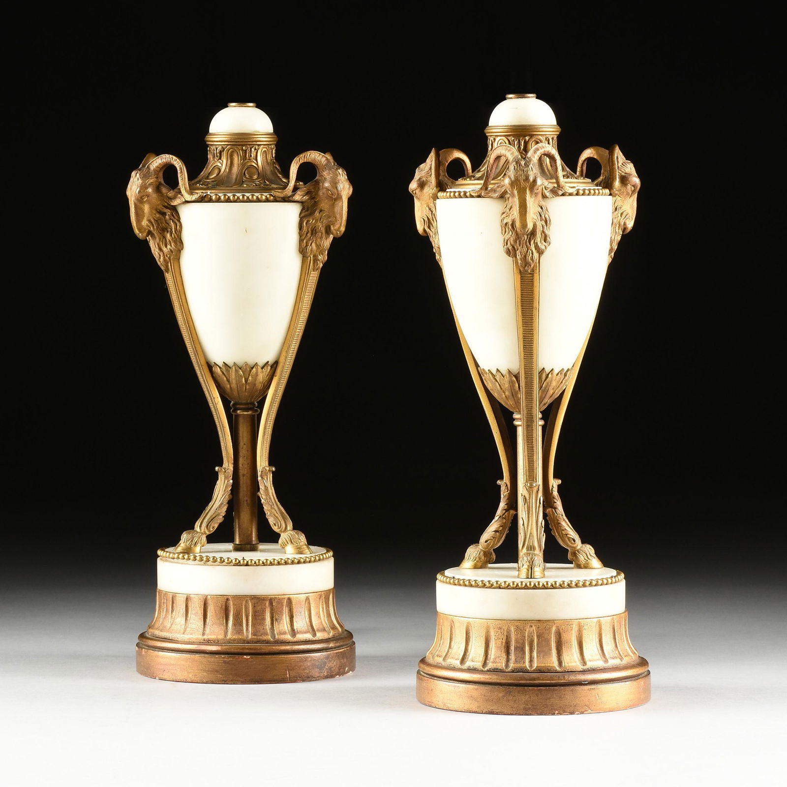 A PAIR OF LOUIS XVI STYLE GILT BRONZE MOUNTED WHITE (1 of 10)