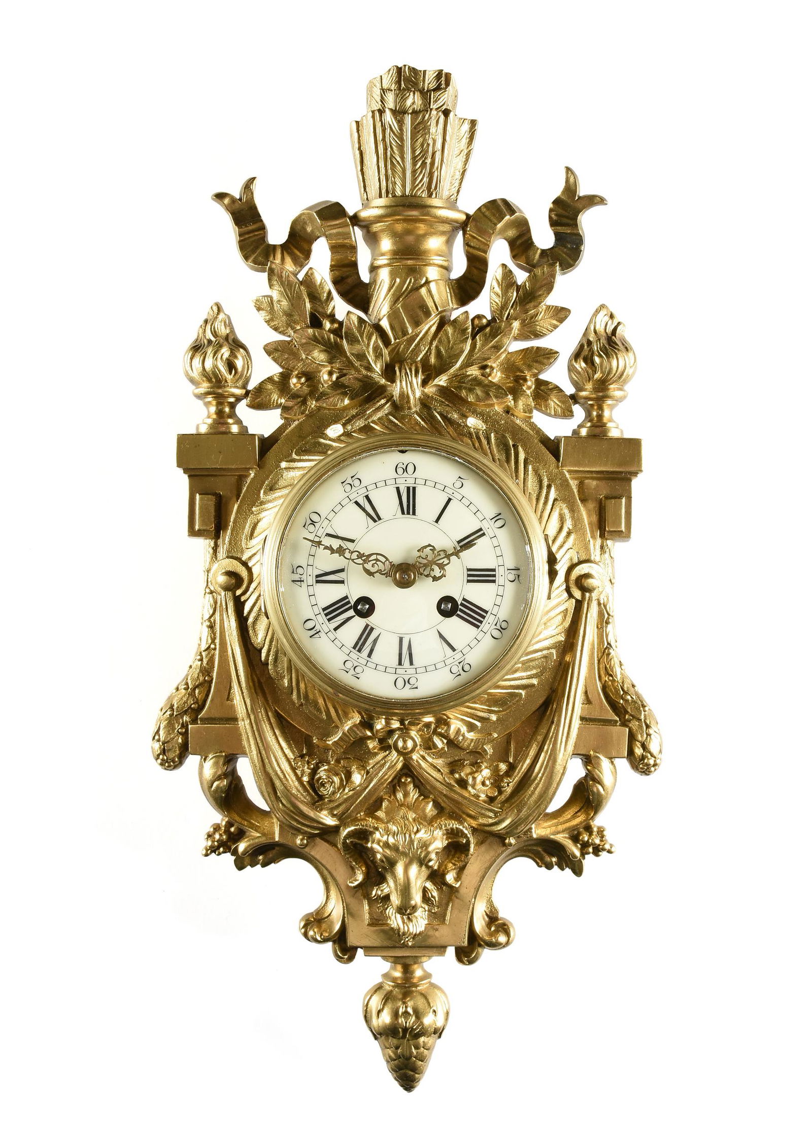 A LOUIS XVI STYLE GILT BRONZE CARTEL CLOCK, JAPY (1 of 8)