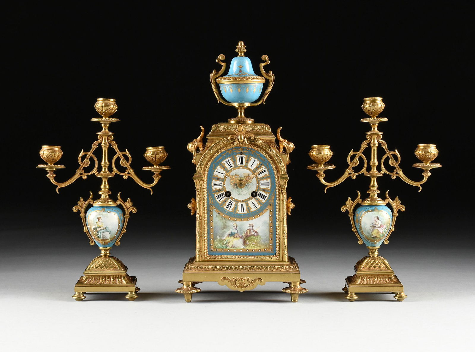 A FRENCH LOUIS XVI REVIVAL GILT BRONZE AND SÈVRES STYLE (1 of 16)
