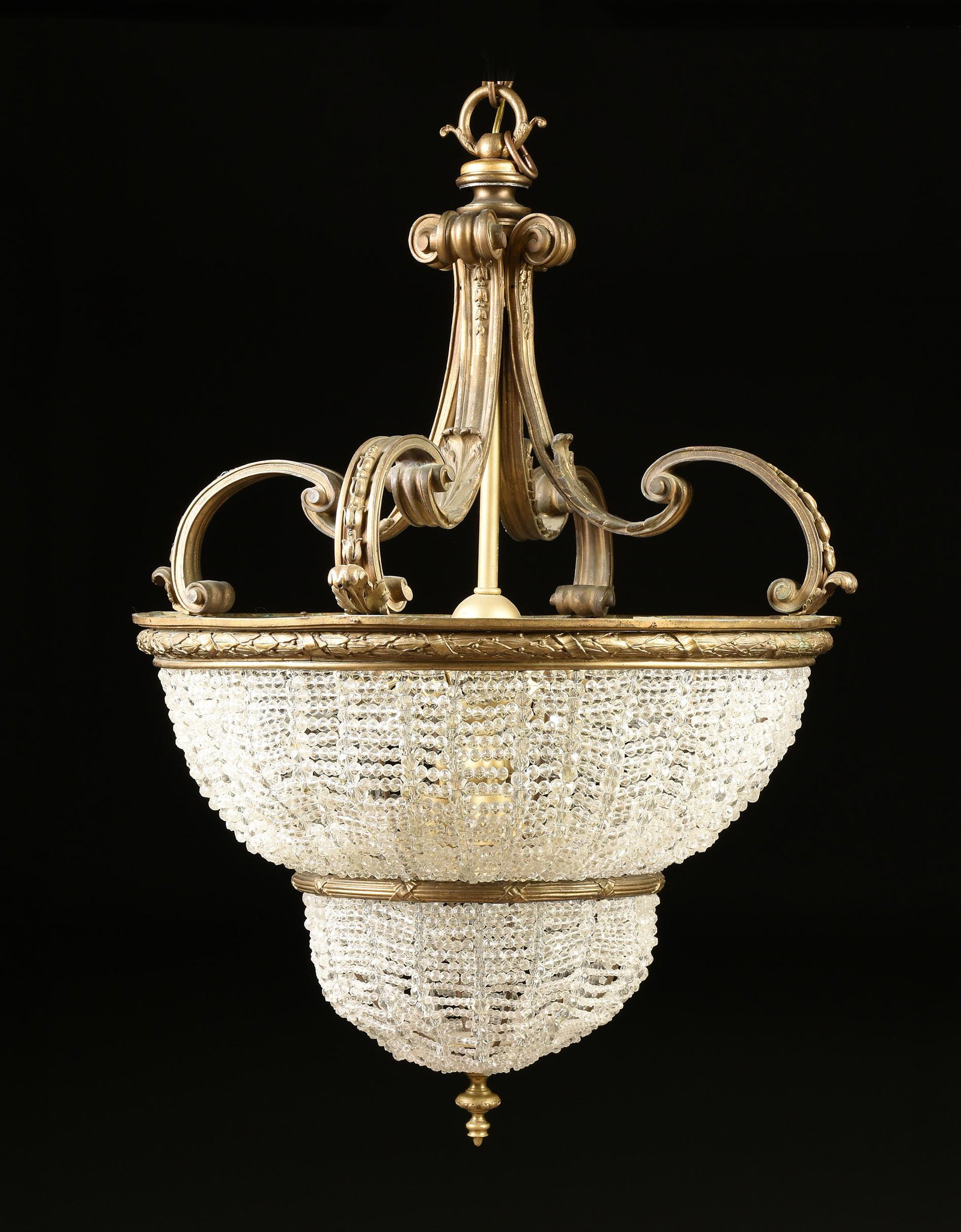 A BEAUX ARTS GILT BRONZE AND CLEAR GLASS BEAD NINE (1 of 6)