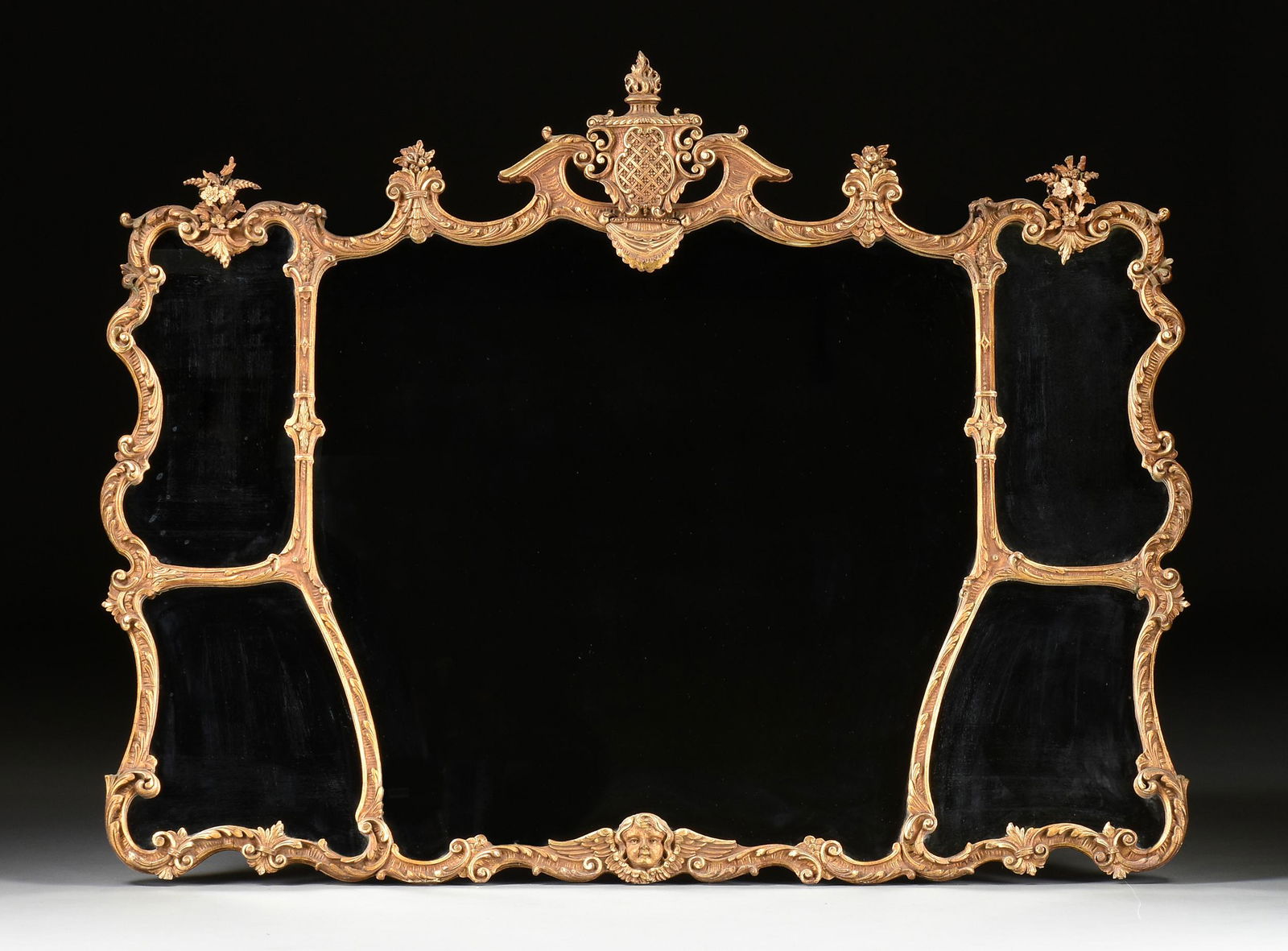 A ROCOCO REVIVAL GILT AND GESSO FIVE PART MANTEL (1 of 5)