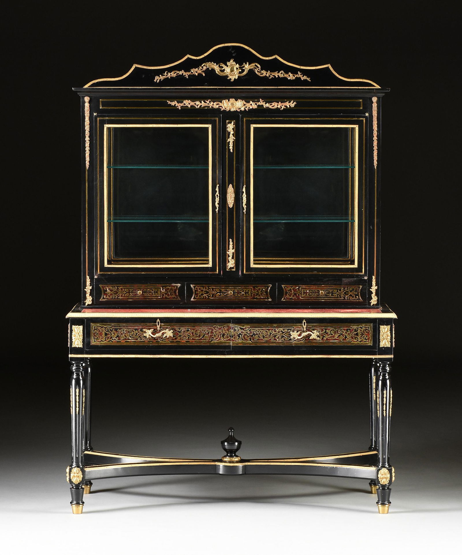 AN ANTIQUE CONTINENTAL ORMOLU MOUNTED EBONIZED (1 of 17)