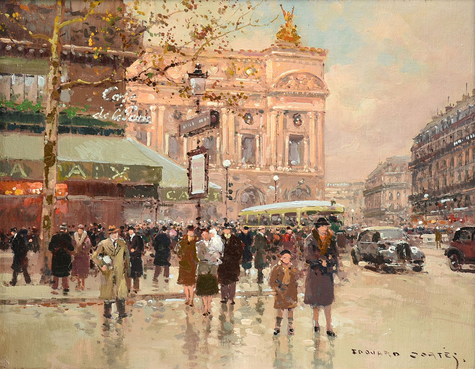 ÉDOUARD CORTÈS (French 1882-1969) A PAINTING, "Palais: ÉDOUARD CORTÈS (French 1882-1969) A PAINTING, "Palais Garnier Opera House," oil on canvas, signed L/R, "Édouard Cortès." 10 1/4" x 13 1/4" Provenance: Private Collection, Washington State.