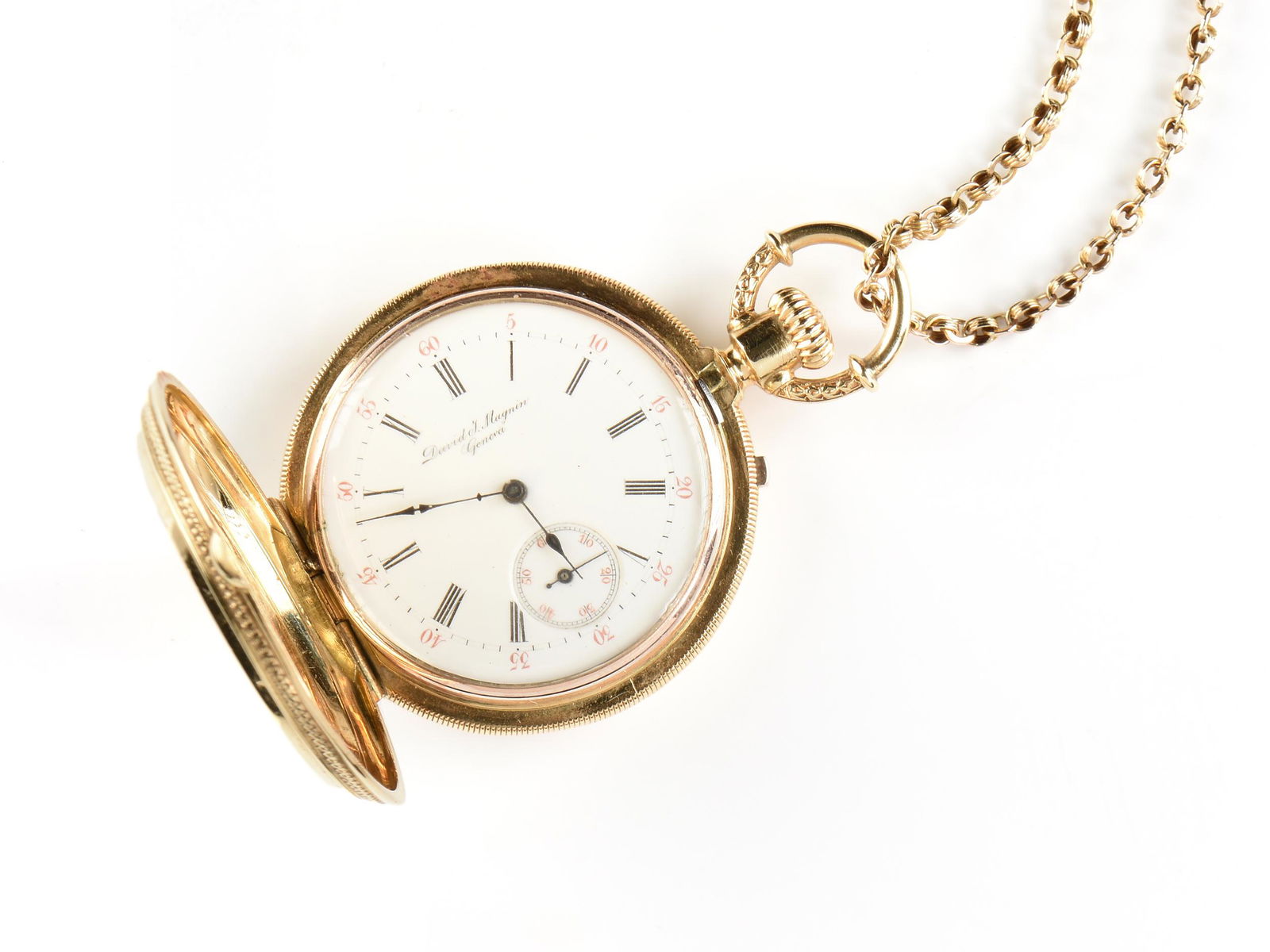 A SWISS DAVID J. MAGNIN 18K YELLOW GOLD ENGRAVED AND (1 of 4)