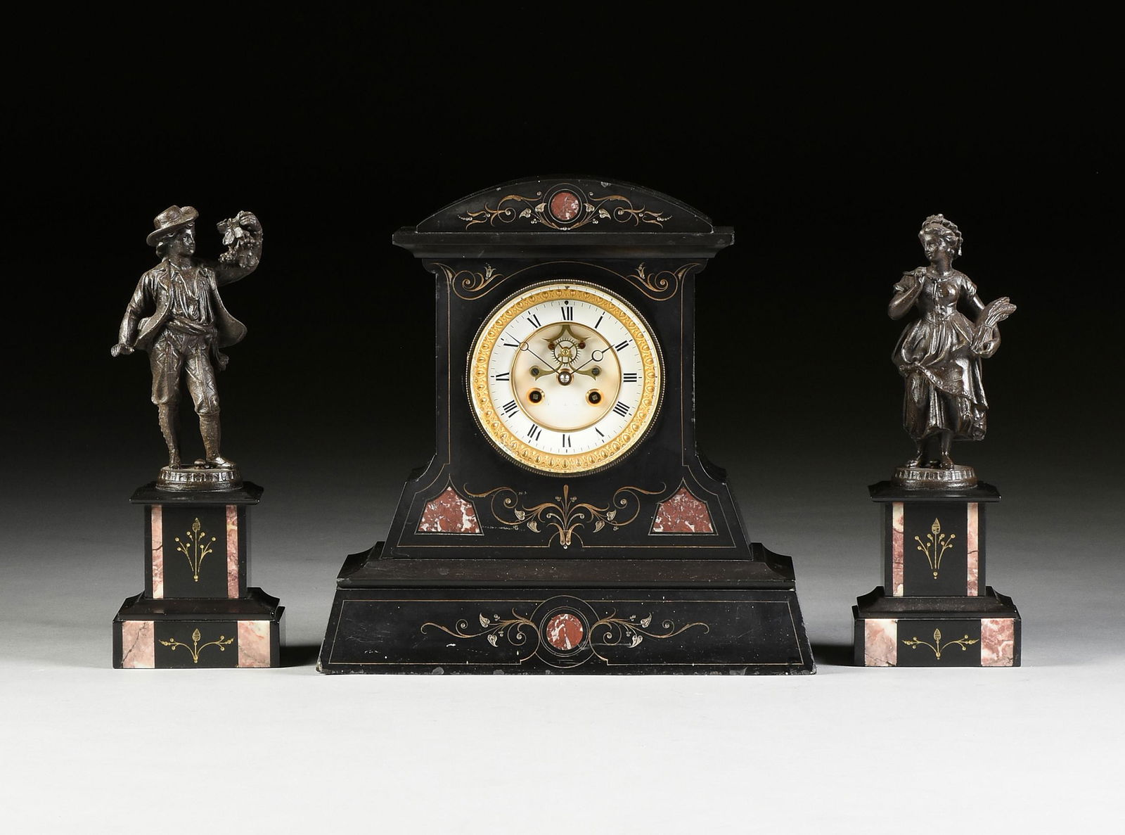 A THREE PIECE NEO GREC BLACK AND ROUGE GRIOTTE MARBLE (1 of 11)