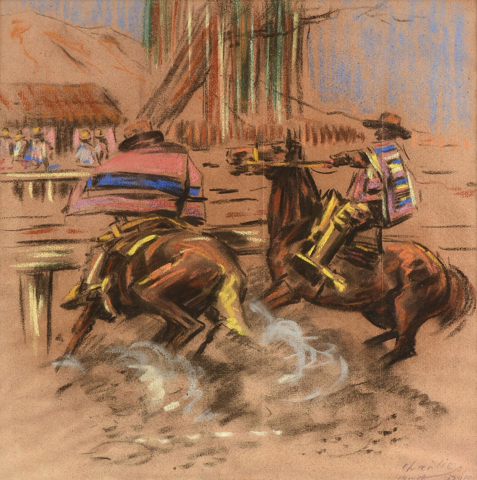 CHARLIE DYE (American 1906-1972) A DRAWING, "Rodeo," (1 of 12)