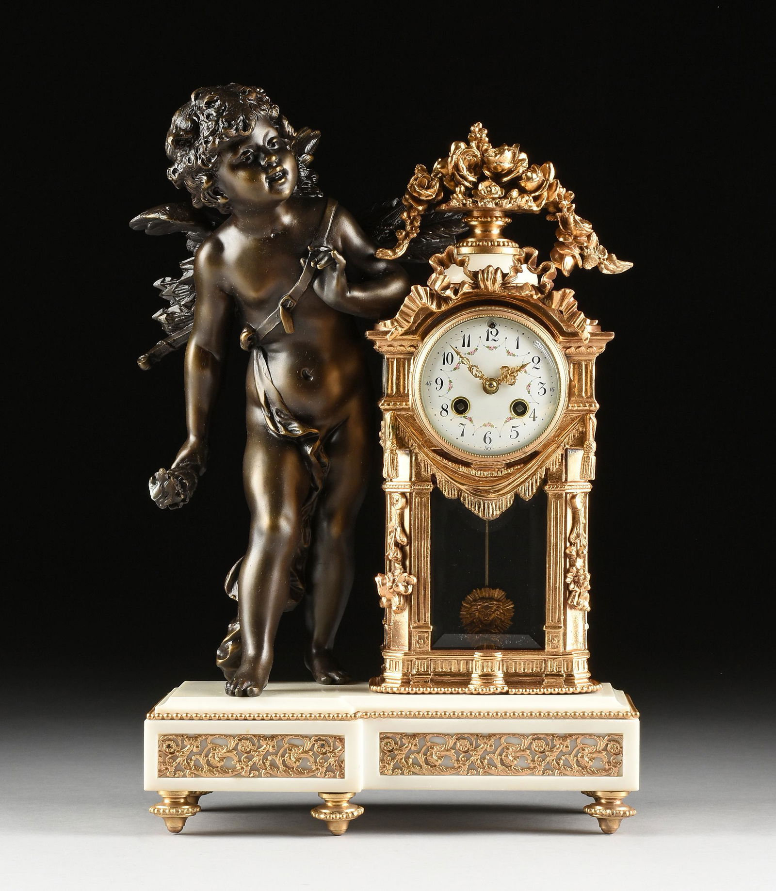 A LOUIS XVI STYLE GILT METAL AND SPELTER ORMOLU MOUNTED (1 of 18)