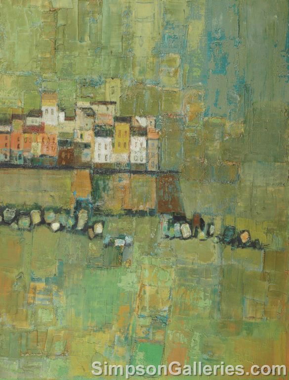 DAVID ADICKES (American/Texas b. 1927) A PAINTING,: DAVID ADICKES (American/Texas b. 1927) A PAINTING, "Antibes," oil on canvas, signed L/R. 46" x 36". Framed.