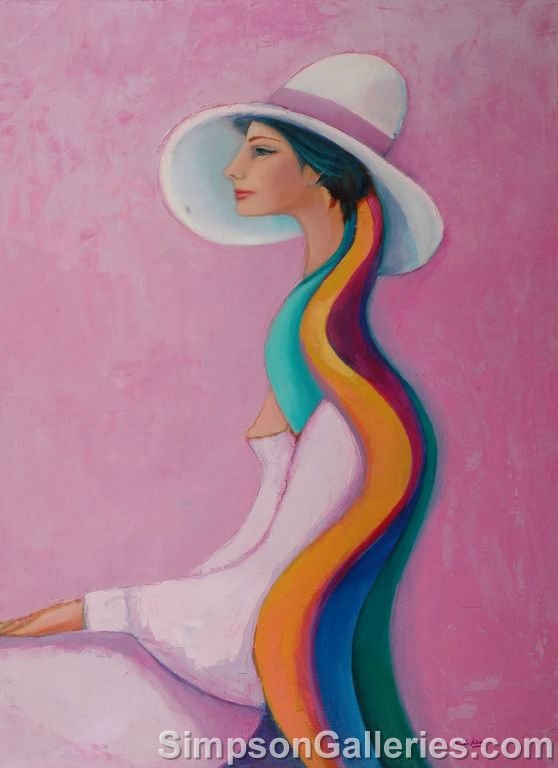 DAVID ADICKES (American b. 1927) A PAINTING, "Lady: DAVID ADICKES (American b. 1927) A PAINTING, "Lady in Profile Against Lavender," oil on canvas over masonite, signed L/R. 40" x 32". Framed.