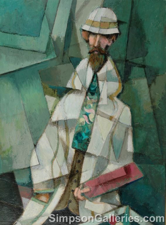 DAVID ADICKES (American b. 1927) a painting, "Gent: DAVID ADICKES (American b. 1927) a painting, "Gentleman," oil on panel. 40" x 29". Framed.