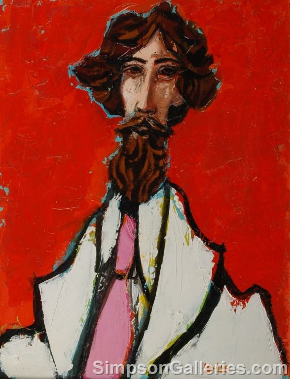 DAVID ADICKES (American/Texas b. 1927) A PAINTING,: DAVID ADICKES (American/Texas b. 1927) A PAINTING, "Gentleman with A White Suit," oil on canvas, signed L/R. 26" x 20". Framed.