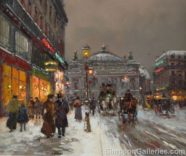 EDOUARD CORTES (French 1882-1969) A PAINTING, "Ave: EDOUARD CORTES (French 1882-1969) A PAINTING, "Avenue de L' Opera," oil on canvas, signed L/R. Comes with letter of expertise and authenticity. 18" x 22". Framed.