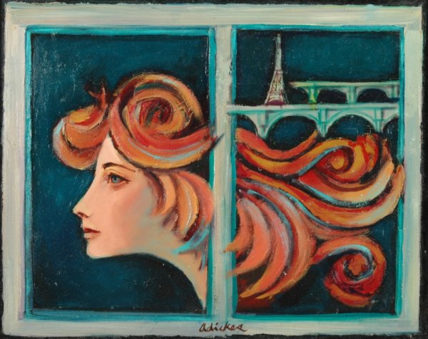 DAVID ADICKES (American b. 1927) A PAINTING, "Vie: DAVID ADICKES (American b. 1927) A PAINTING, "View of Paris," oil on panel, signed, Lower middle. 16 1/2" x 20 1/2". Framed.