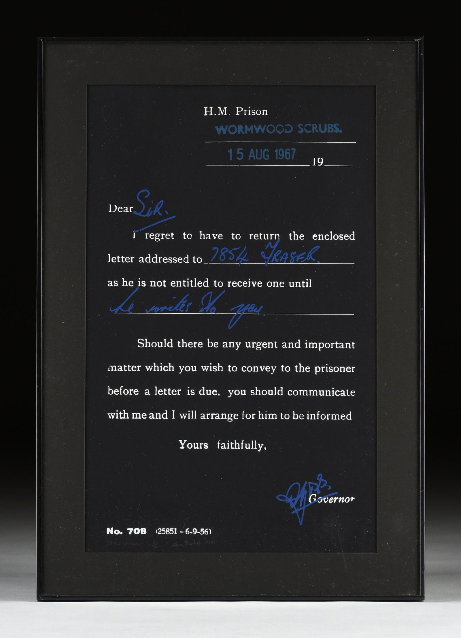 CLIVE BARKER (British b. 1940) A PRINT "7854 Fraser," (1 of 10)