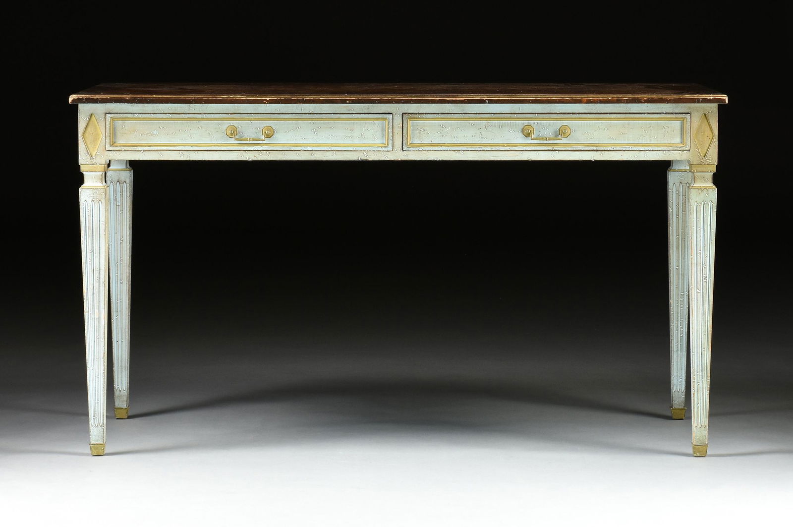 A DIRECTOIRE STYLE PAINTED WOOD BUREAU PLAT, LATE 20TH (1 of 8)