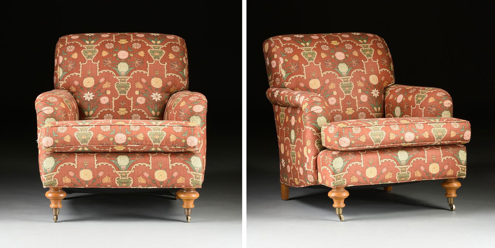 A PAIR OF AMERICAN OVERSTUFFED MANDARIN ORANGE GROUND (1 of 10)