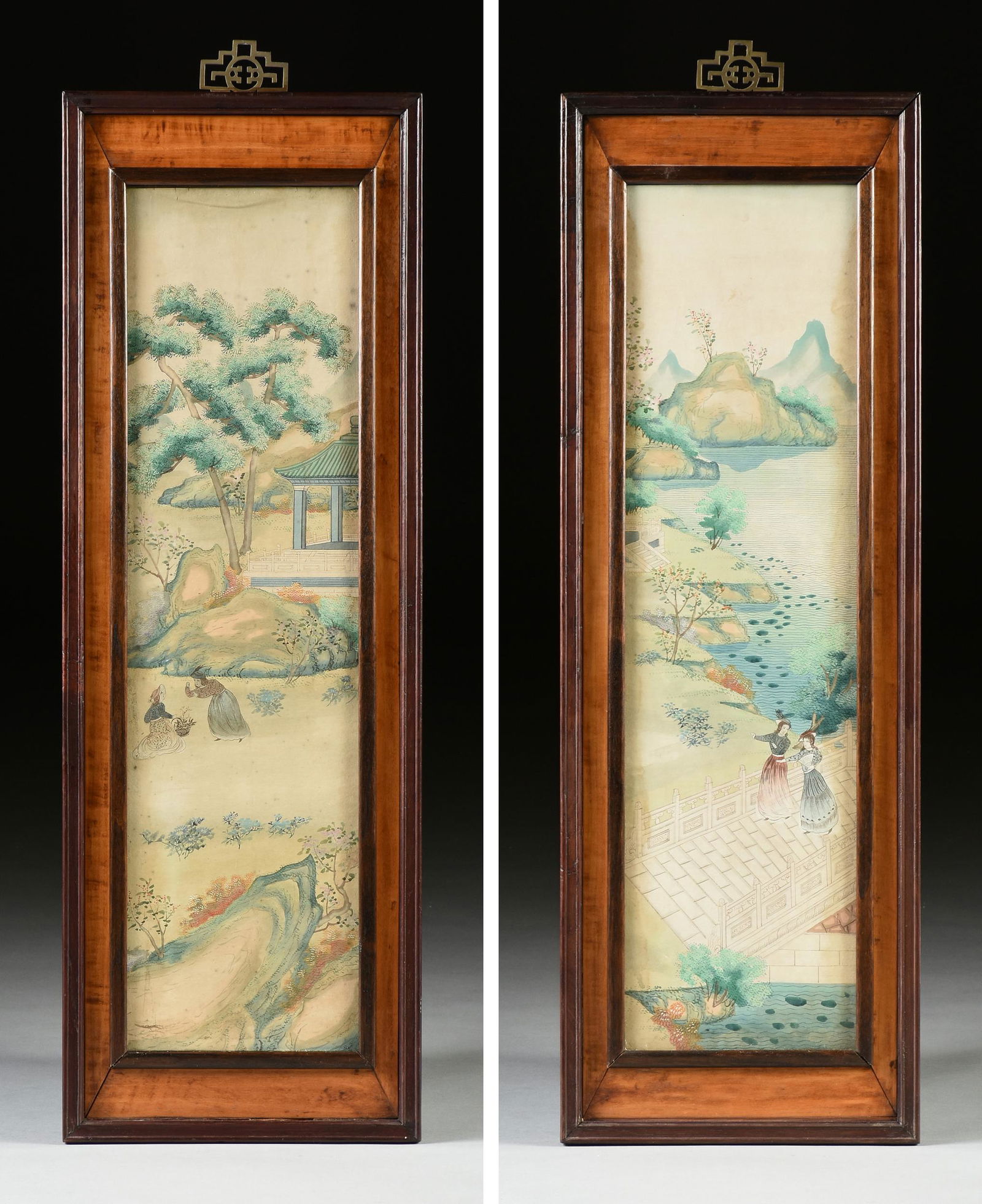 TWO JAPANESE EXPORT WATERCOLOR SCROLLS, EUROPEAN LADIES (1 of 13)