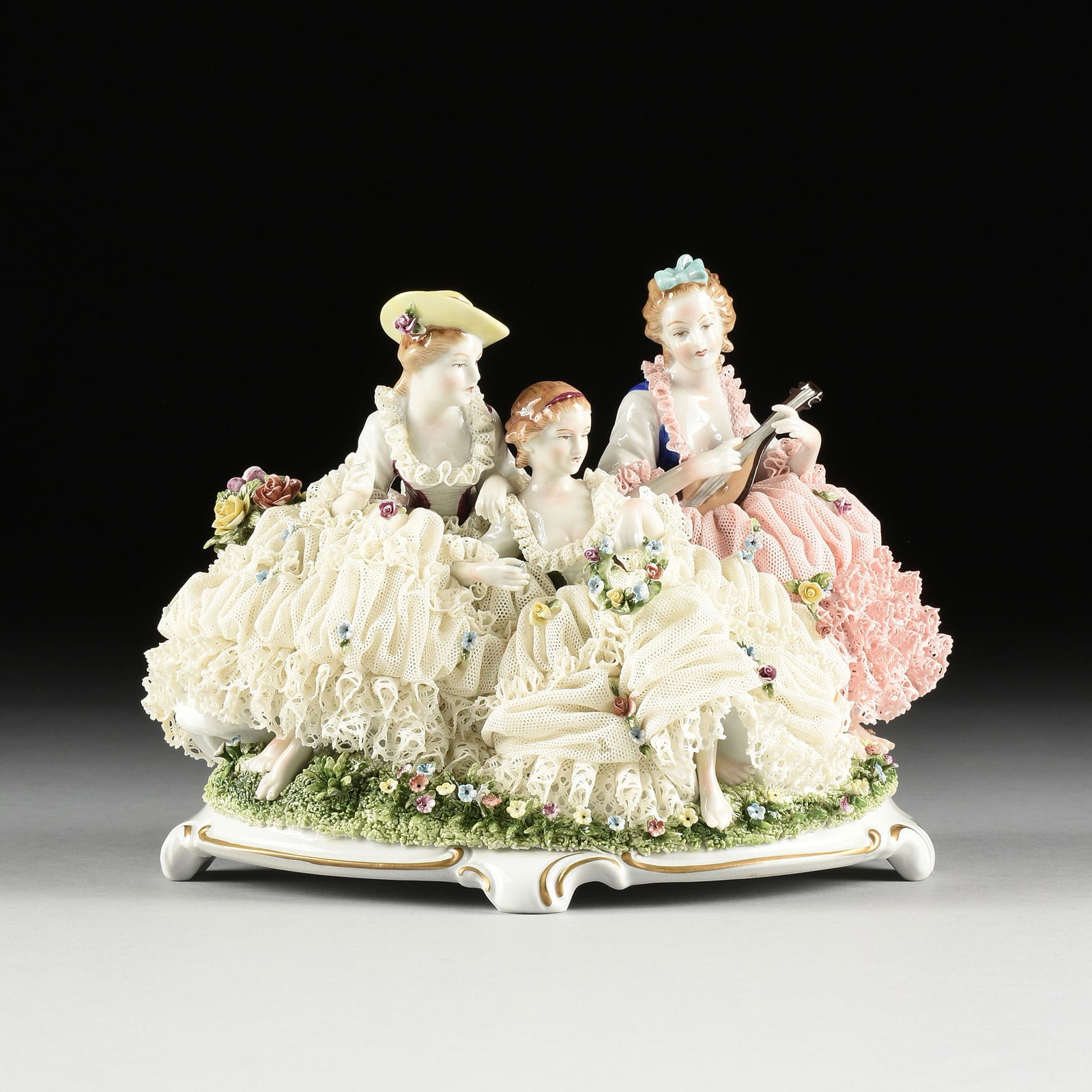 A GERMAN PORCELAIN LACE FIGURAL GROUP, UNTERWEIßBACH, (1 of 14)