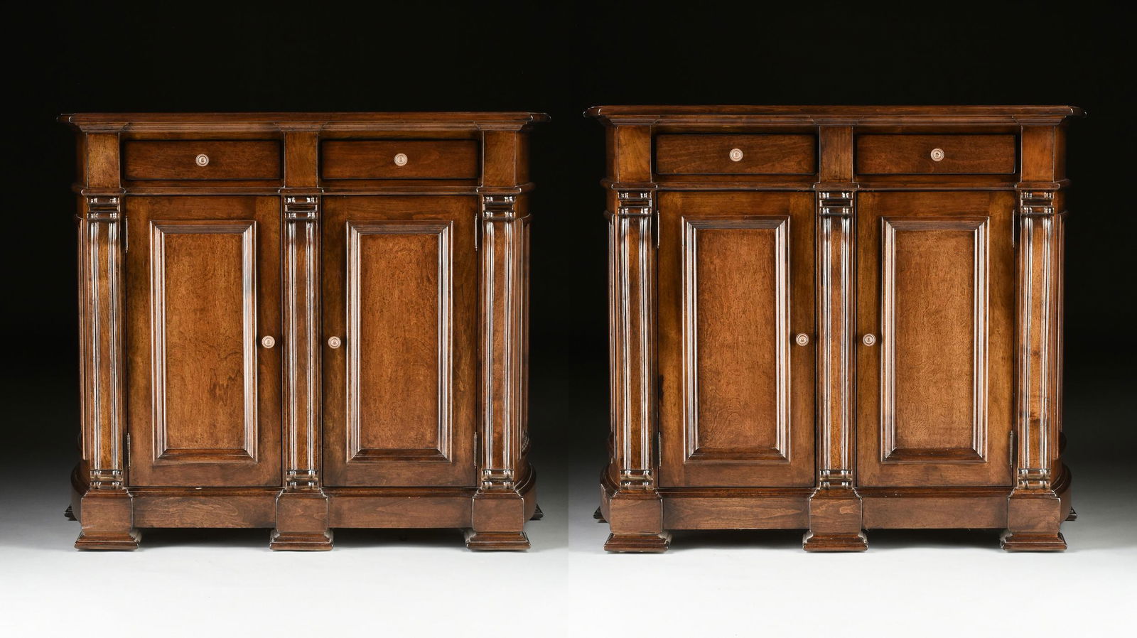 A PAIR OF TALL KREISS "NAPOLI" DARK STAINED WOOD (1 of 13)