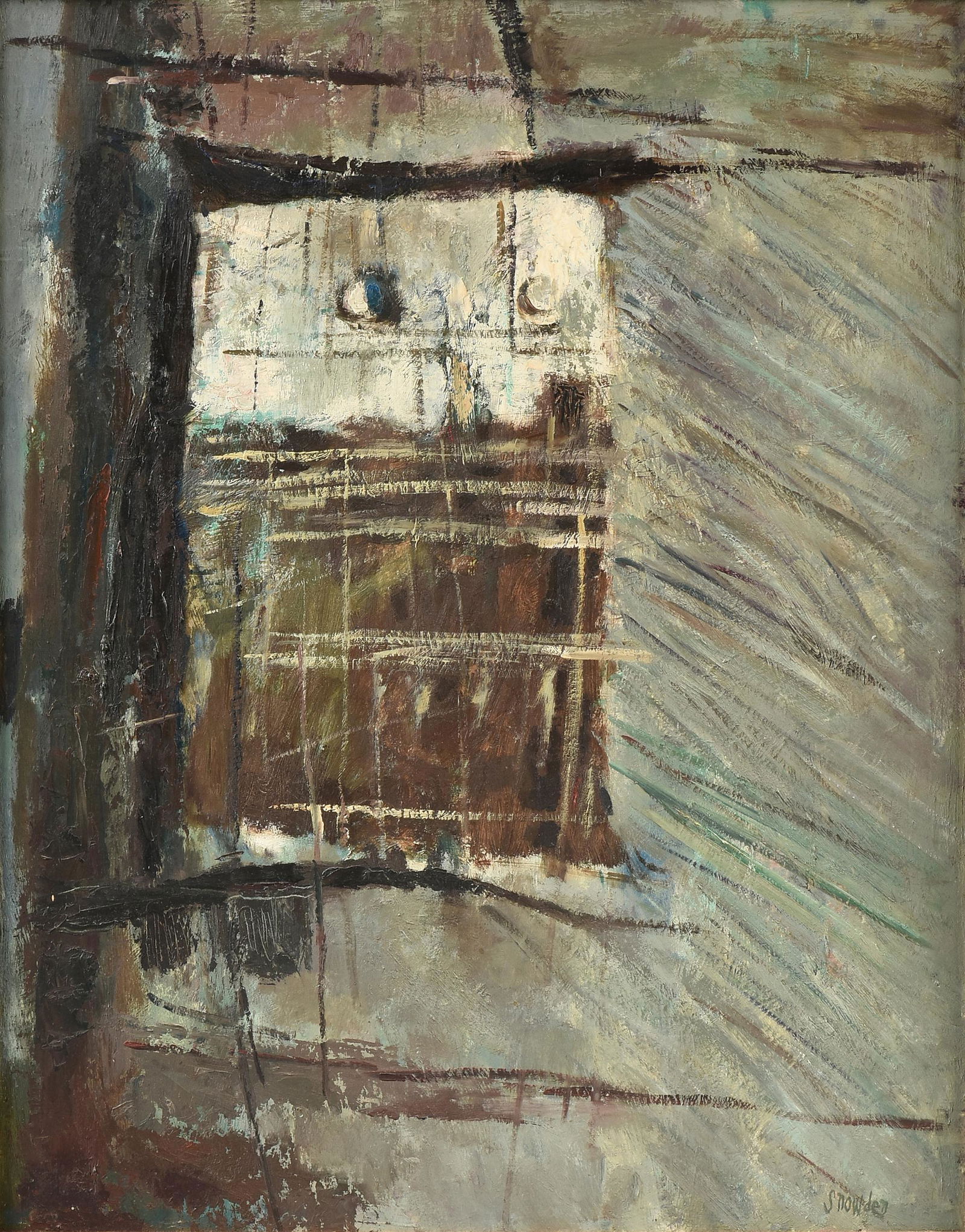 CHESTER DIXON SNOWDEN (American/Texas 1900-1985) A: CHESTER DIXON SNOWDEN (American/Texas 1900-1985) A PAINTING, "Wit and Wisdom," oil on masonite, signed L/R, "Snowden," titled on frame. 28" x 22" Provenance: Collection of Kasey Rhodes, Houston, Texas