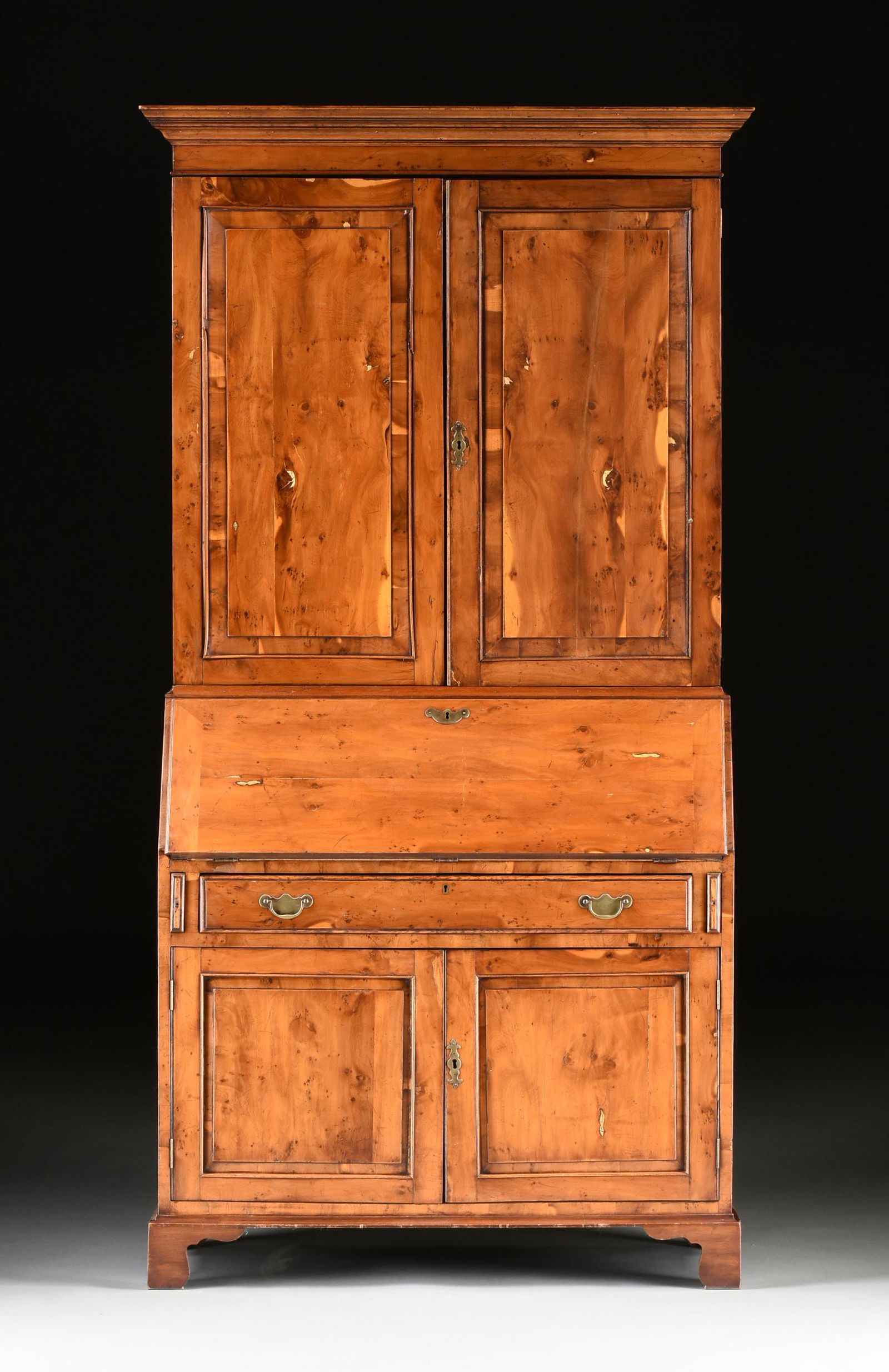 A GEORGE III STYLE YEW WOOD SLANT FRONT SECRETARY (1 of 15)