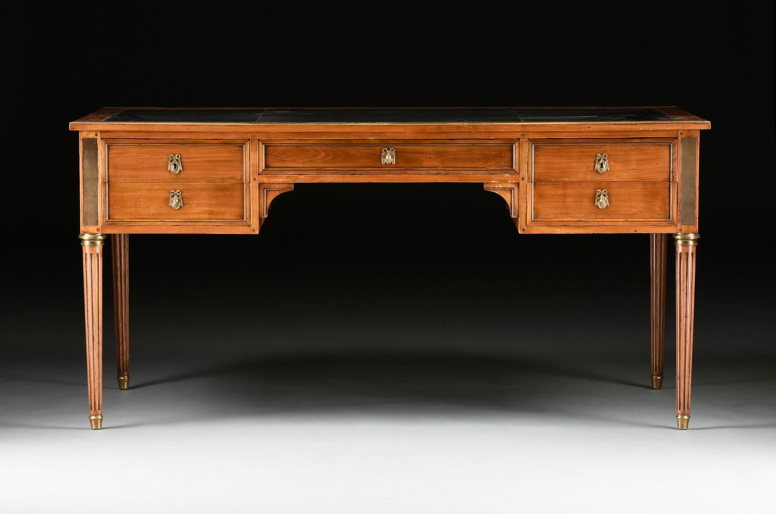 A DIRECTOIRE STYLE BRONZE MOUNTED CHERRY BUREAU PLAT, (1 of 12)