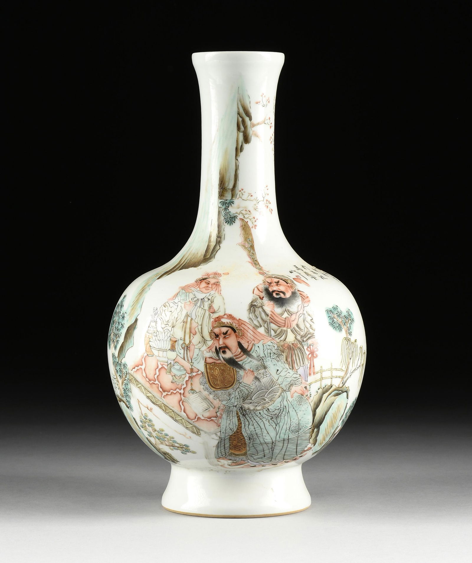 A CHINESE FAMILLE ROSE ENAMELED FIGURAL PORCELAIN VASE, (1 of 9)