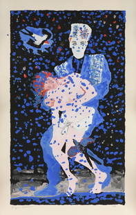 DEREK BOSHIER (British b. 1937) A PAINTING "Boy in: DEREK BOSHIER (British b. 1937) A PAINTING "Boy in Heaven," CIRCA 1980, tempera on paper. signed in pencil L/R, "DB," titled L/L. 20" x 11 1/2" Provenance: Exhibited in "AN ART HISTORIAN COLLECTS: T