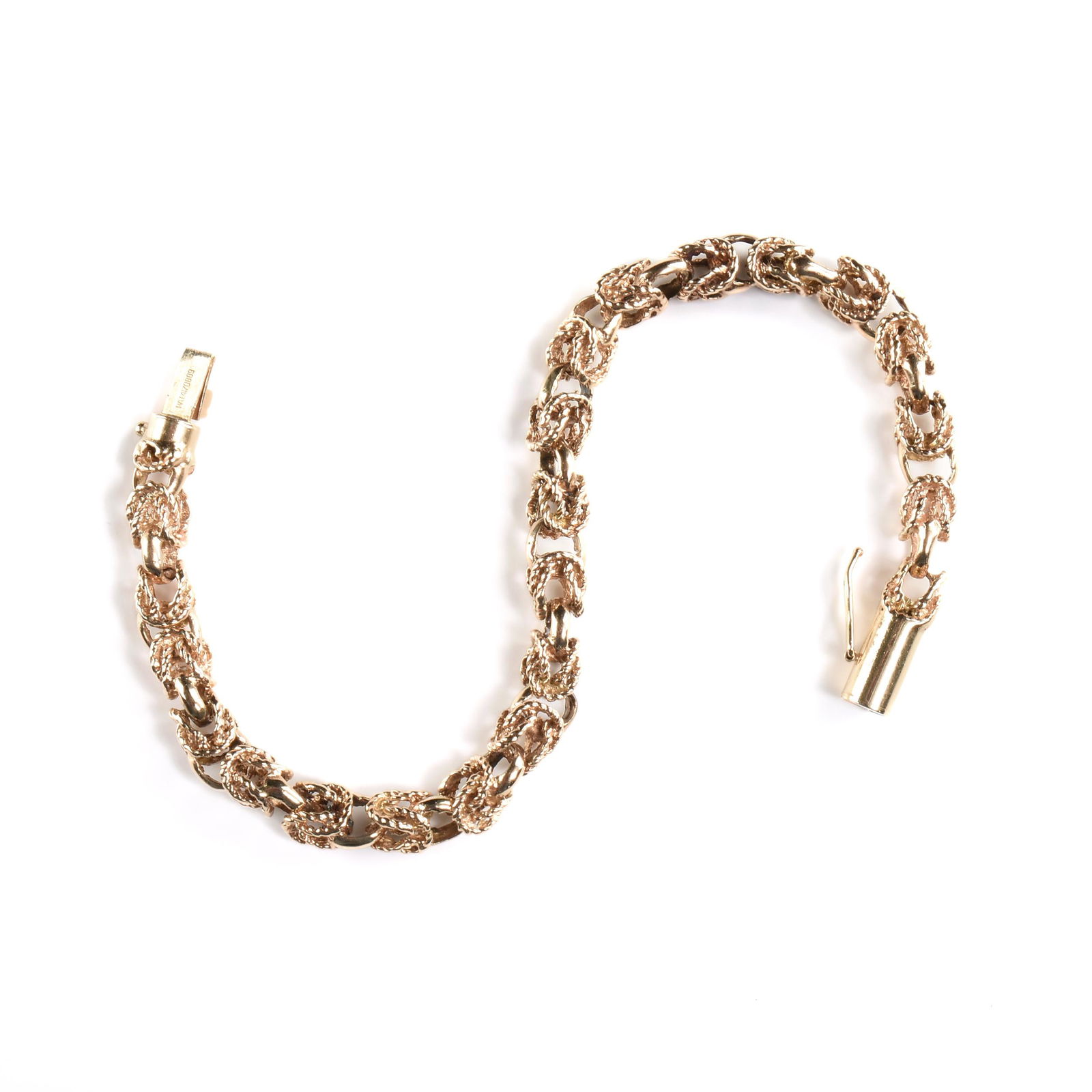 A MODERN 14K YELLOW GOLD LINK BRACELET, STAMPED, LATE (1 of 2)