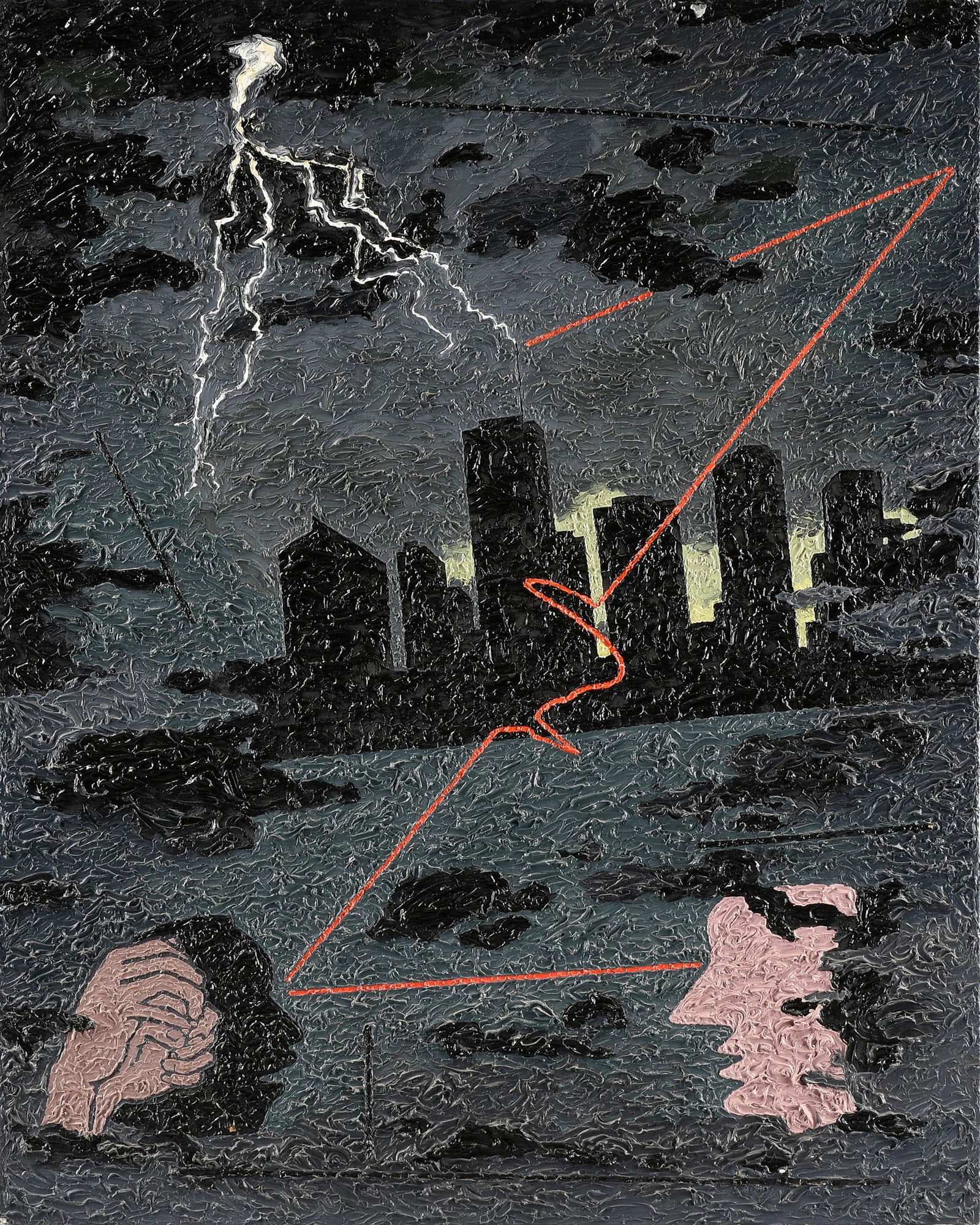 DEREK BOSHIER (British b. 1937) A PAINTING AND A: DEREK BOSHIER (British b. 1937) A PAINTING AND A DRAWING, "The Darker Side of Houston," 1980, and "Texas Years," 2018, comprising a painting and an ink on paper drawing, "The Darker Side of Houston,"