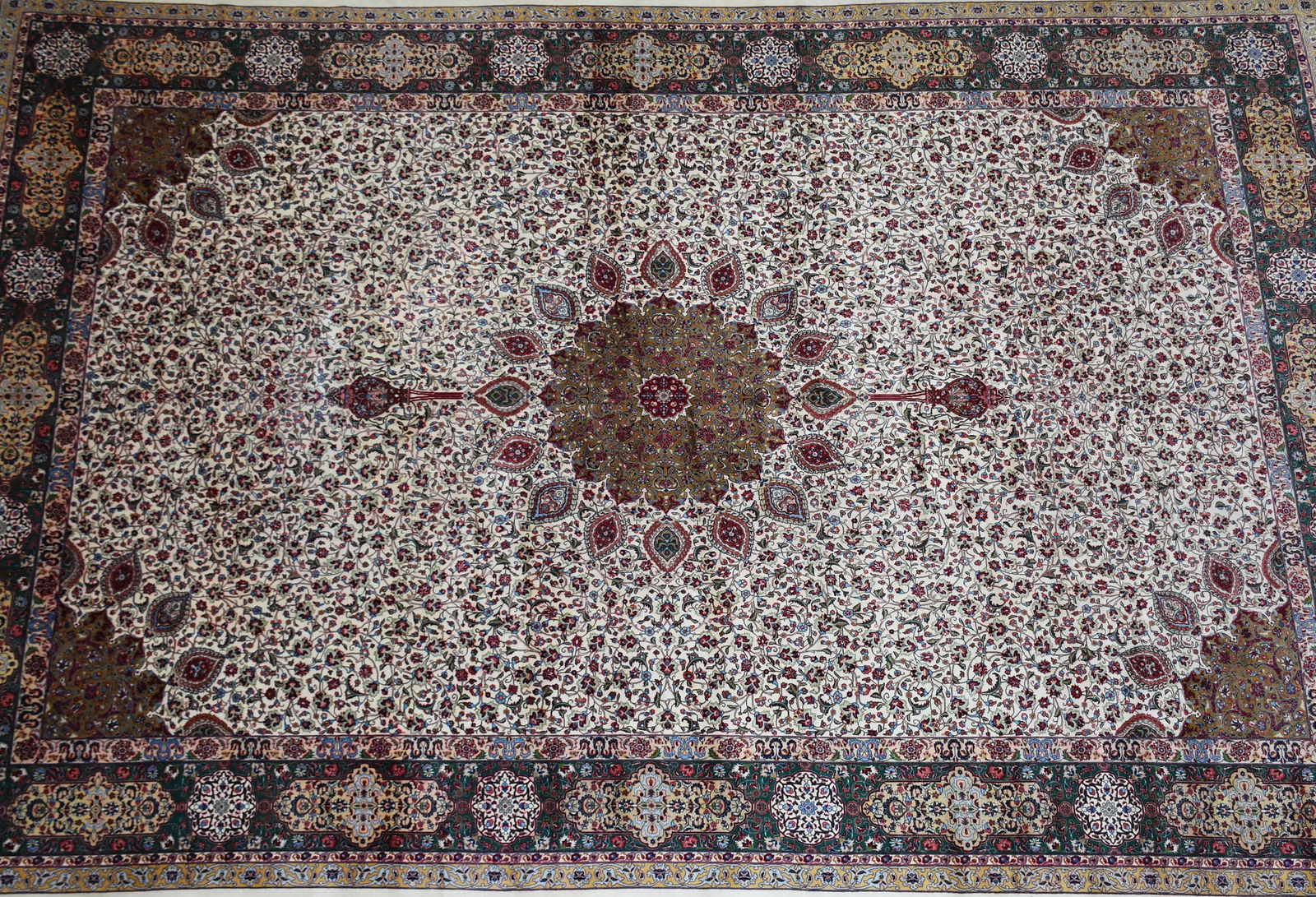 A PERSIAN SILK AND WOOL TABRIZ RUG, 20TH CENTURY, (1 of 4)