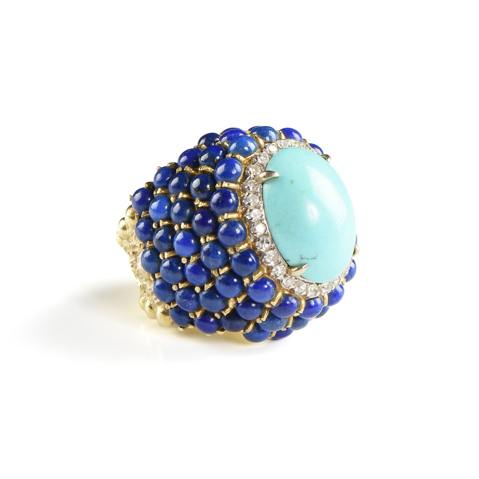 A PERSIAN TURQUOISE, DIAMOND, AND LAPIS LAZULI 18K (1 of 3)