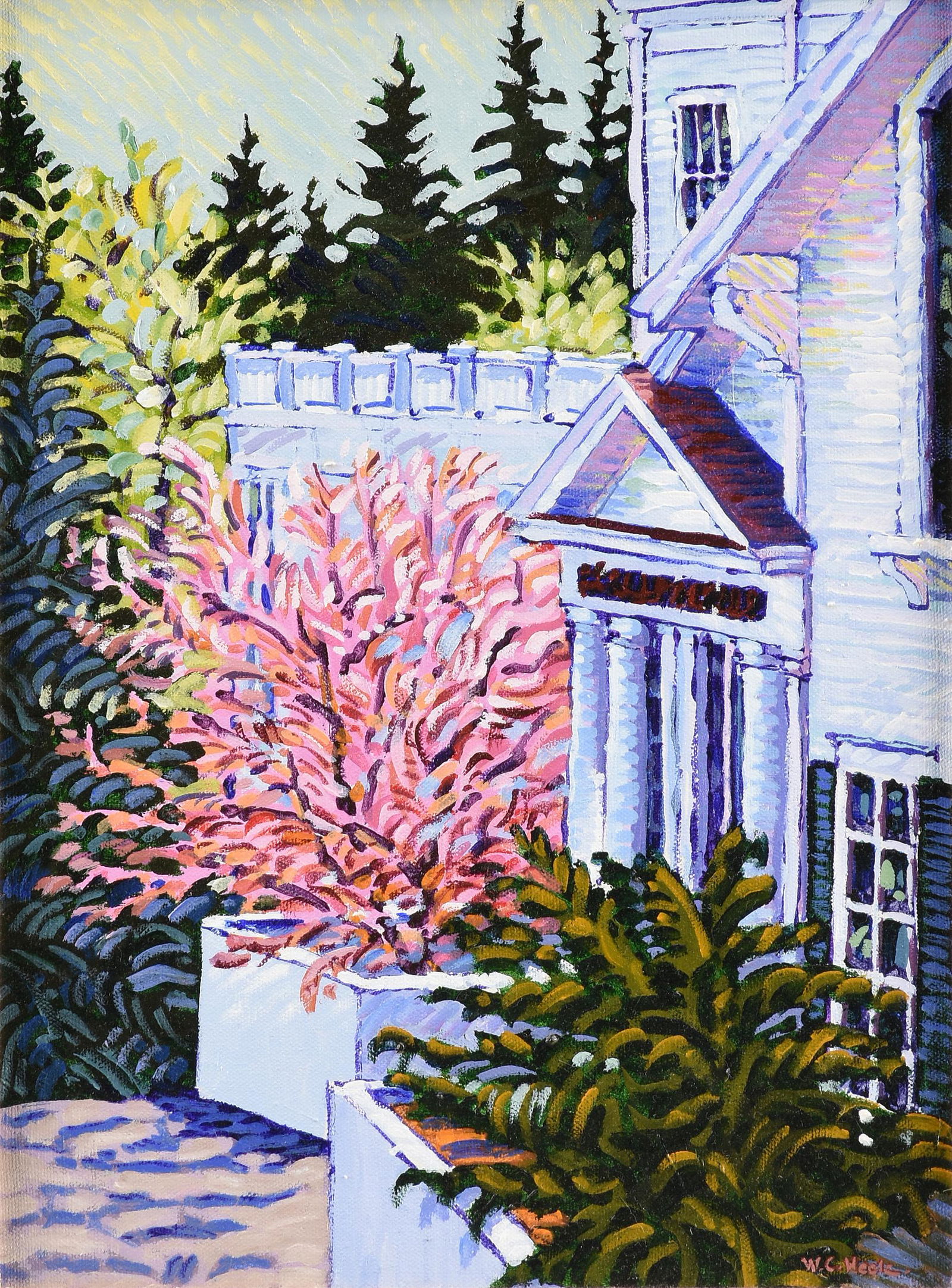 WILLIAM CATHER HOOK (American b. 1948) A PAINTING,: WILLIAM CATHER HOOK (American b. 1948) A PAINTING, "Clubhouse at the Broadmoor Hotel," acrylic on canvas, signe L/R. 16" x 12" Provenance: The Estate of Jeanne Closuit Long, Houston, Texas.
